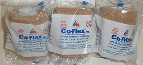 Andover Co-flex Nl 3  Adultos X5yds Tan Carne 3-pack Cohesiv