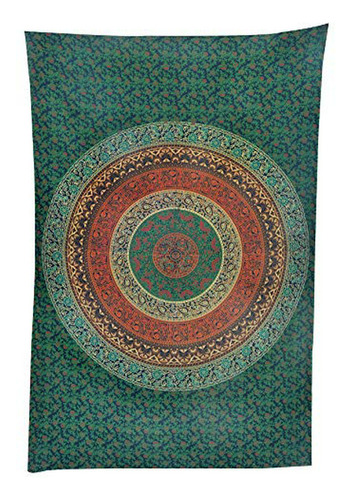 Tapiz Mandala Hippy , Decoración Bohemia India, Psicodélico 