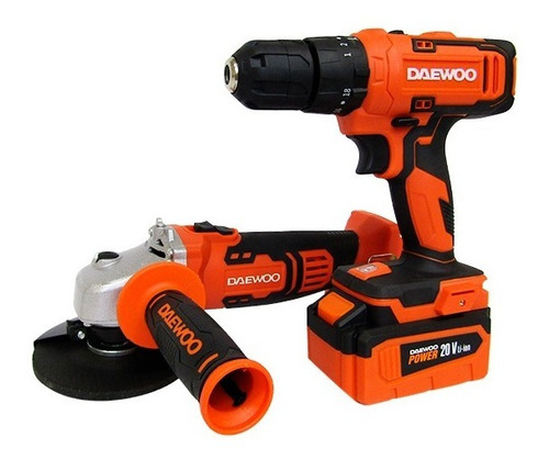Imagen 3 de 10 de Taladro Atornillador Percutor + Amoladora 20v + Batería Kit