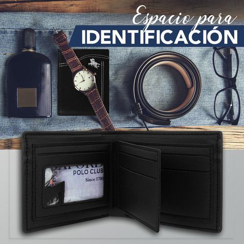 Cartera Para Caballero / Polo Elegante / Opw Opw011 Negro Liso