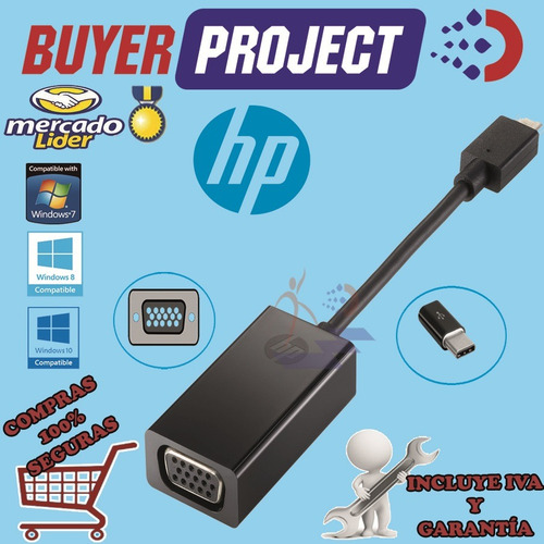 Imagen 4 de 5 de Adaptador De Video Externo Usb-c A Vga 15 Pines Hp P7z54aa