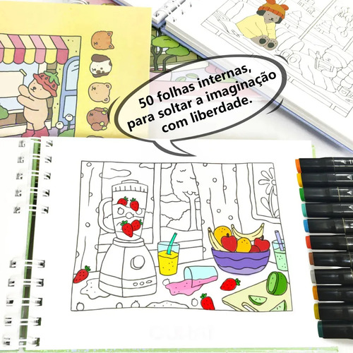 2 Livros Bobbie Goods Infantil Capa Dura Colorir Com Desenhos Fofos Para Menino E Menina Com Espiral Brinquedo Divertido Para Crianças