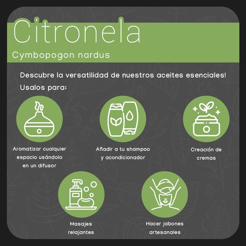 Aceite Esencial Citronela 100% Puro Nat 50 Ml Nate Organic