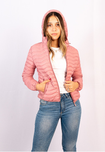 Campera Mujer Pluma Importada Abrigo Capucha Desmontabl Elt