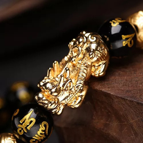 Pulseira Pixiu Amulet Para Atrair Riqueza Rosário De 12 Mm