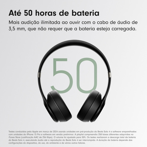 Beats Solo 4 – Fone de ouvido supra-auricular sem fio – Preto fosco