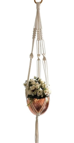 Macrame Hanger Suporte Vaso 90cm Cordão Algodão Cru Mod02