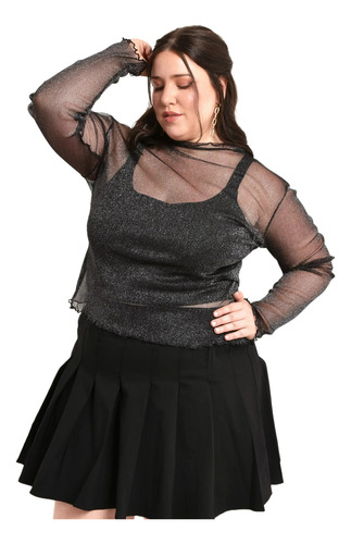 Top De Tul Lurex Manga Larga Circe Xl Talles Grandes