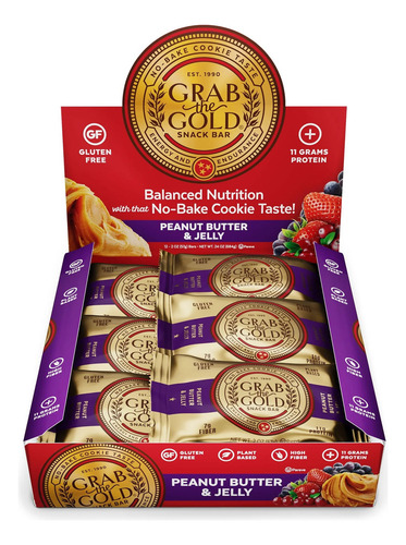 Grab The Gold Galletas Con 11 Gramos De Proteina 12 Pzs Sabor Mantequilla De Maní Y Mermelada