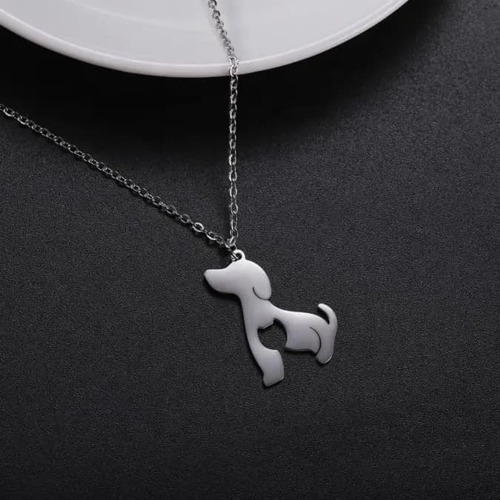 Collar Mujer Dije Gato Perro Mini Acero Inoxidable Plata