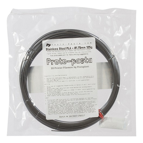 Filamento Pla Acero Inoxidable 1.75 125g Protopasta Metal