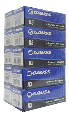 Kit C/ 10 Lâmpadas Gauss H3 55w Halógena 12v Inmetro H3