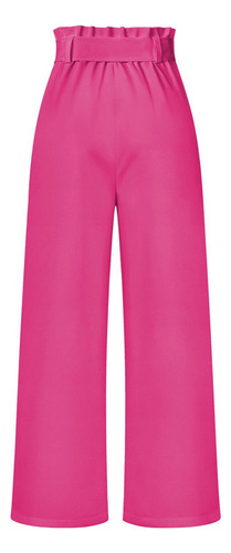 T Pantalón Mujer Elegante Wide Leg Tiro Alto Con Cinturón