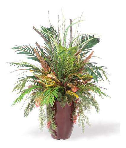 Planta Mixta Artificial Palmera, Croto Y Follajes Colgantes