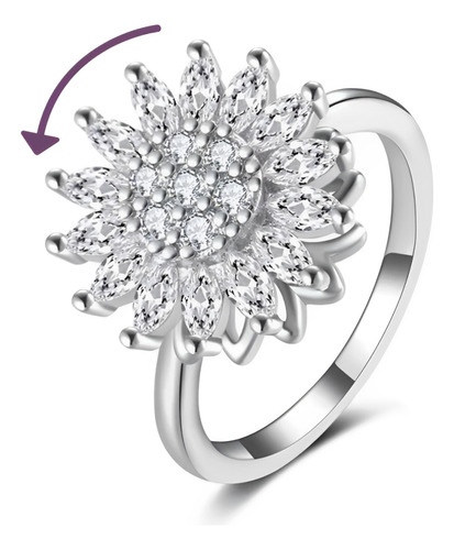 Anillo Novia Girasol Regulable Joya Regalo Acero Inoxidable