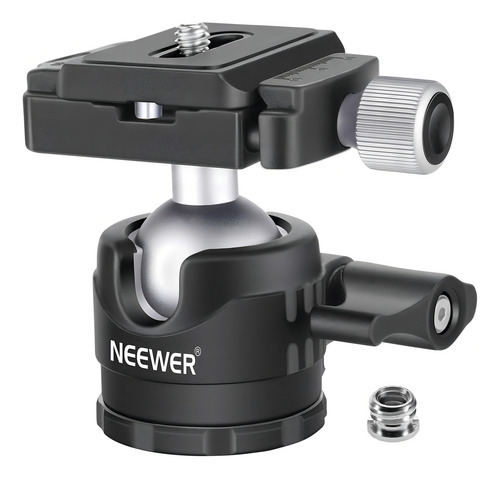 Neewer Cabeza De Bola De Trípode De Perfil Bajo De 28 Mm Rotación Panorámica De 360 ° Con Placa De Liberación Rápida Tipo Arca De 1/4 Y Nivel De Burbuja, Carga Máxima: 6.6 Lb / 3 Kg