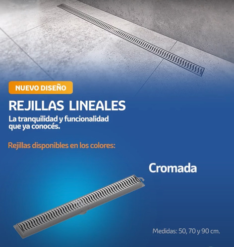 Imagen 6 de 10 de Rejilla Desague Lineal Box Ducha Baño Cromada 90 Cm Casa