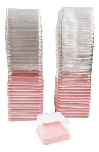 Paquete De 50 Mini Caja Para Pastel De Plástico Con Cubiert