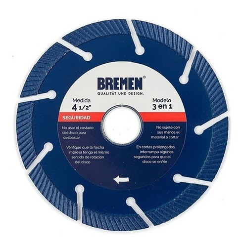 Disco Diamantado Segmentado 3 En 1 9 (230mm) Bremen