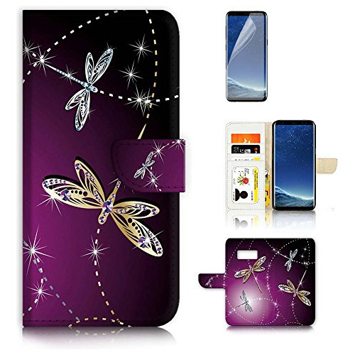 Funda Cartera Para Samsung S8 Galaxy S8 Morado Dragonfly