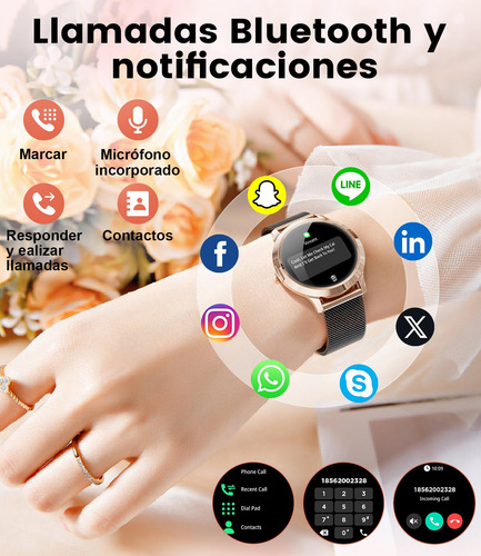 Lige Smartwatch Mujer Fv16-a Rosa 1.43 Hd Llamada Bluetooth Impermeable 100+ Modos Deportivos Para iPhone Andriod
