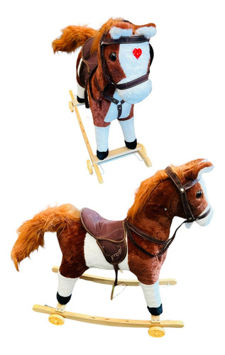 Caballo Montable Y Mecedor Con Ruedas Diseño En Peluche 