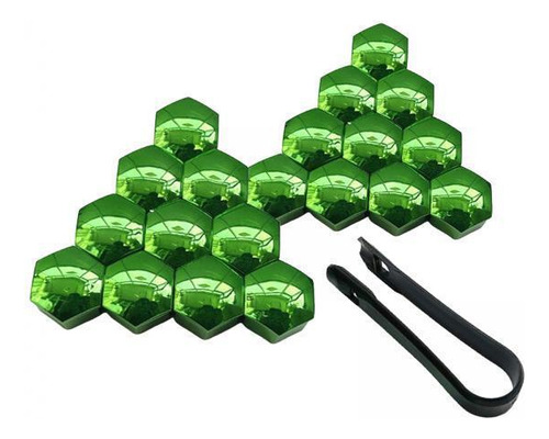 6 X 20 Piezas De Cubiertas De Tuercas De Rueda De Verde 17mm