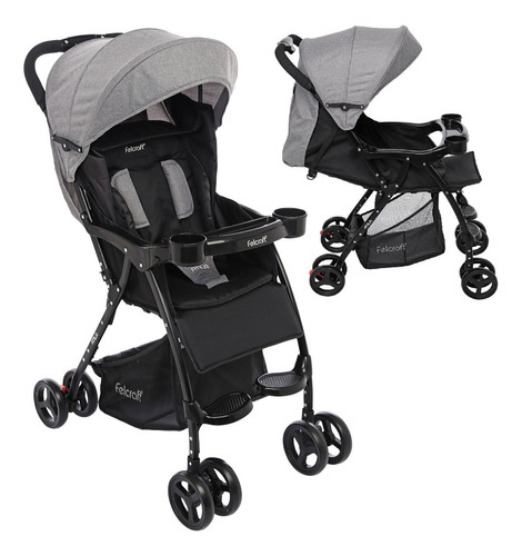 Coche De Paseo Bebe Cuna Multiposiciones Atila Gris 