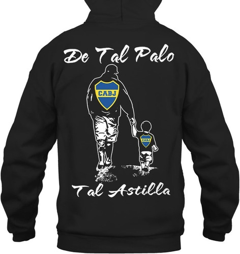 Buzo Canguro De Boca Juniors - Diseño Papá Con Un Hijo