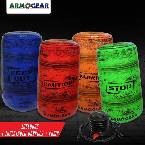 Armogear Juego De 4 Barriles De Batalla Inflables Con Bomba