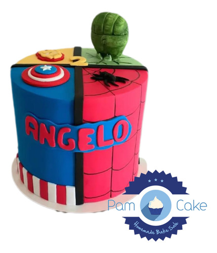 Torta Artesanal Avengers Hulk Spiderman Cap Iron Man