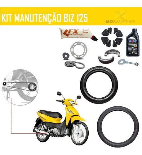 Kit Relação Coxim Graxa Óleo Lona Freio Biz 125 2006 Á 2014