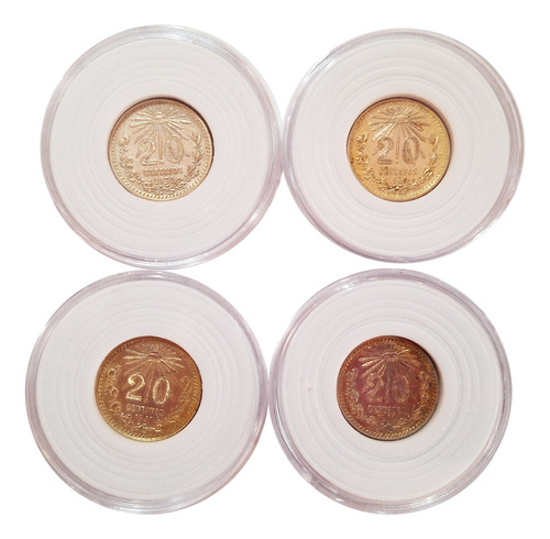 4 Monedas 20 Centavos Plata .720 Años 1937 1939 1941 1942