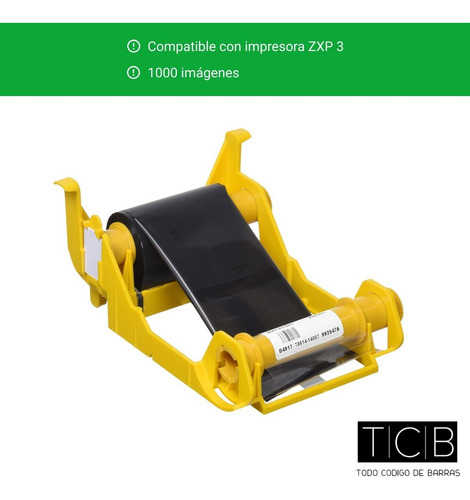 Imagen 4 de 6 de Ribbon Zebra Zxp3 1000 Imagenes Zxp Series 3 Negro