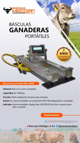 Báscula Ganadera Electrónica Portátil Full Inox Medigan