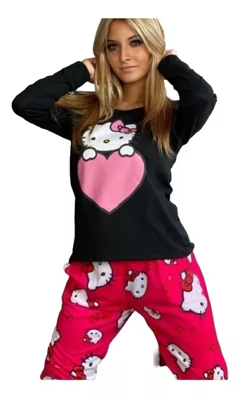 Pijama Personaje Hello Kitty Mujer Talle 2 O M Algodón