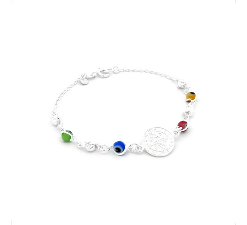 Pulsera San Benito De Plata .925 Ojo Turco Mujer Agálea