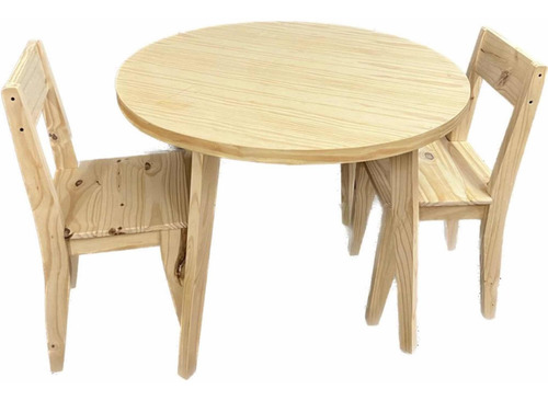 Imagen 5 de 5 de Mesa Comedor Redonda Pino Vintage 90cm + 2 Sillas Vintage