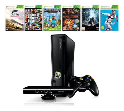 Xbox 360 + 45 Jogos + Kinect + Garantia E Nf-e Preto