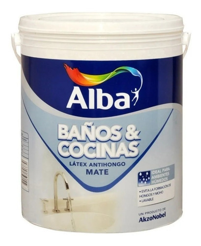 Imagen 1 de 8 de Pintura Para Baños Y Cocina Alba Antihongos X1 Lt. Ogus