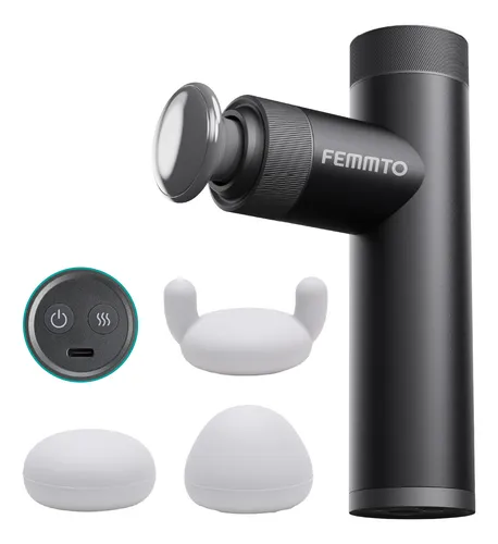 Masajeador Eléctrico Corporal Aluminio USB Pistola Masajeadora Función Calor Massage Gun Batería Recargable Femmto