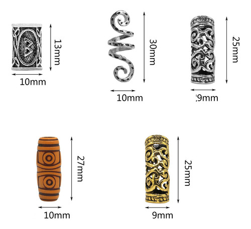 Runas Vikingas Huecas Barbas Anillos Nudo Joyería Para El