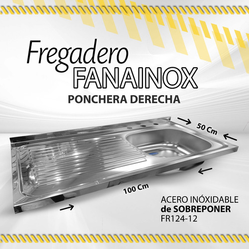 Fregadero Fanainox Sobreponer 100x50 Derecho E Izquierdo