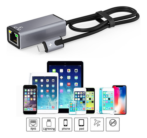Adaptador Lan Rj45 Para iPhone 14 13 12 11 8 7 6 5/iPad/iPod