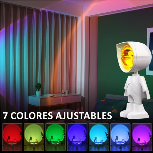 Proyector De Luz De Atardecer, Luz Nocturna Led De 7 Colores