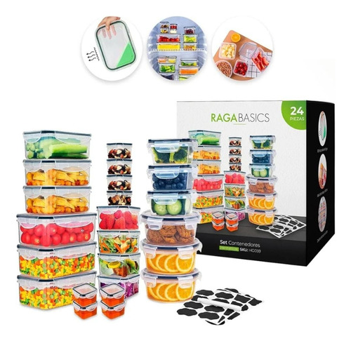 Contenedores Para Alimentos 24pzs Raganet Negro (Usado)