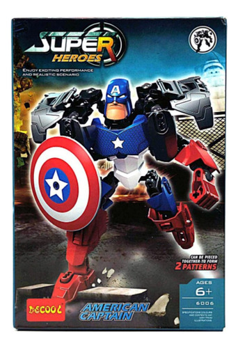 Muñeco Armable Decool - Capitan America - Super Heroe 6006