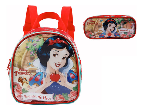 Lancheira Escolar Infantil Branca De Neve E Estojo Original