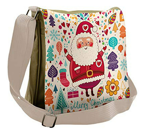 Bolso De Mensajero - Ambesonne Christmas Bag, Vintage Santa,