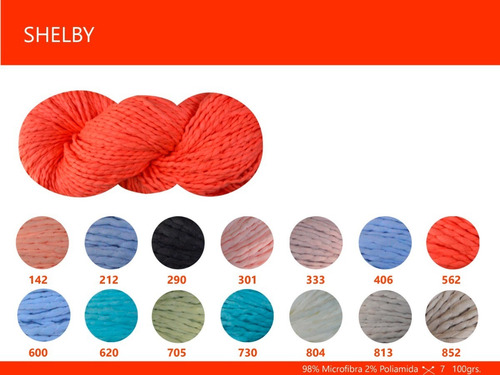 Imagen 2 de 5 de Hilado Shelby Nube X 200 Gr. Por Color